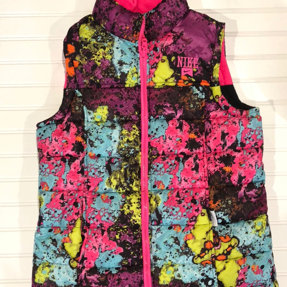 Reverseable girls fleece lined puffer vest